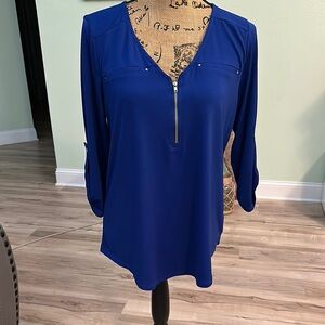 Janet Chung Blue Zippered Women's Top
